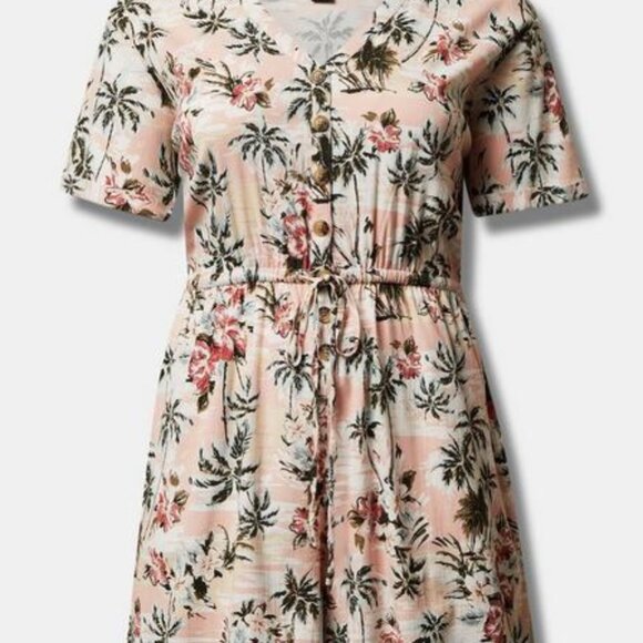 Rayon Slub Button Front Romper (Torrid, 3) - Picture 3 of 9